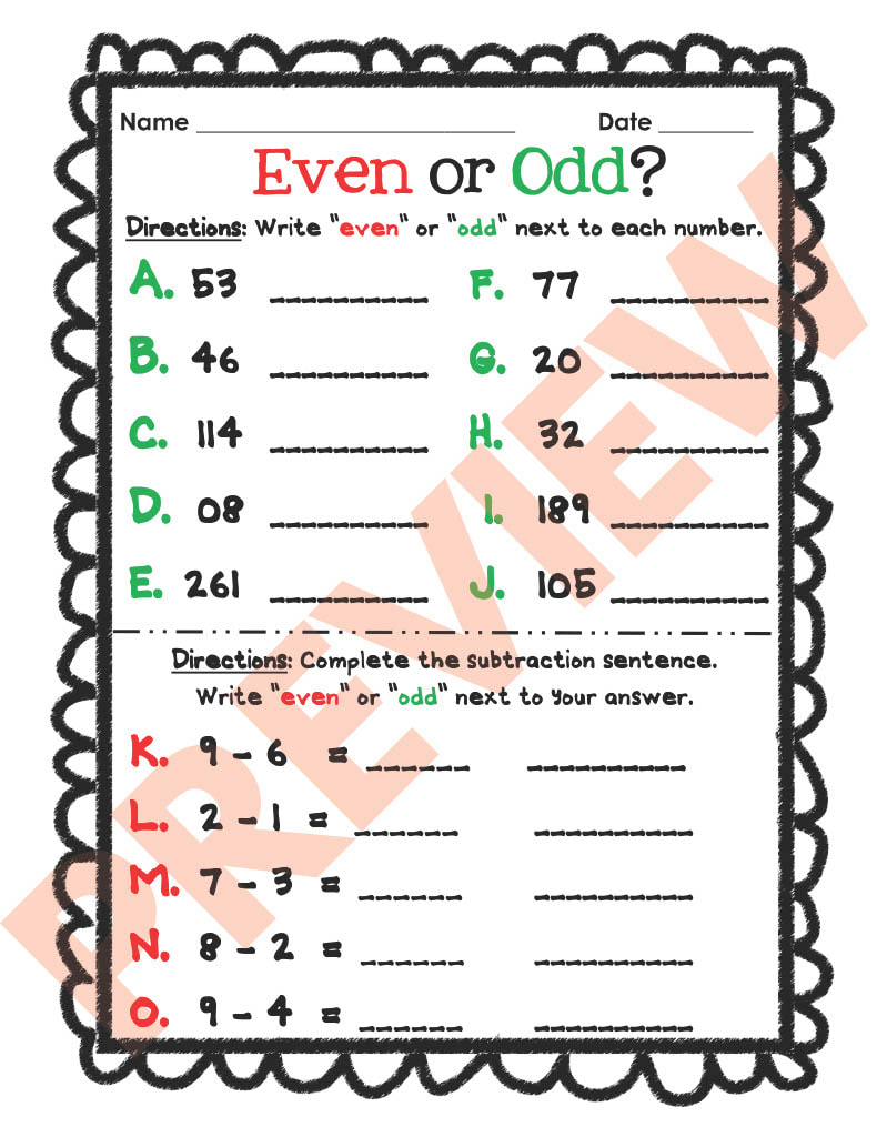 Even and Odd Numbers {FREEBIE}